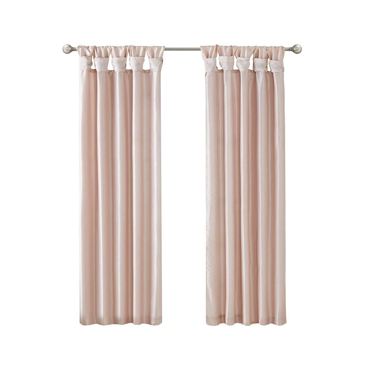 Gracie Mills Elroy Twist Tab Lined Faux Silk Window Curtain Panel - Grace-113